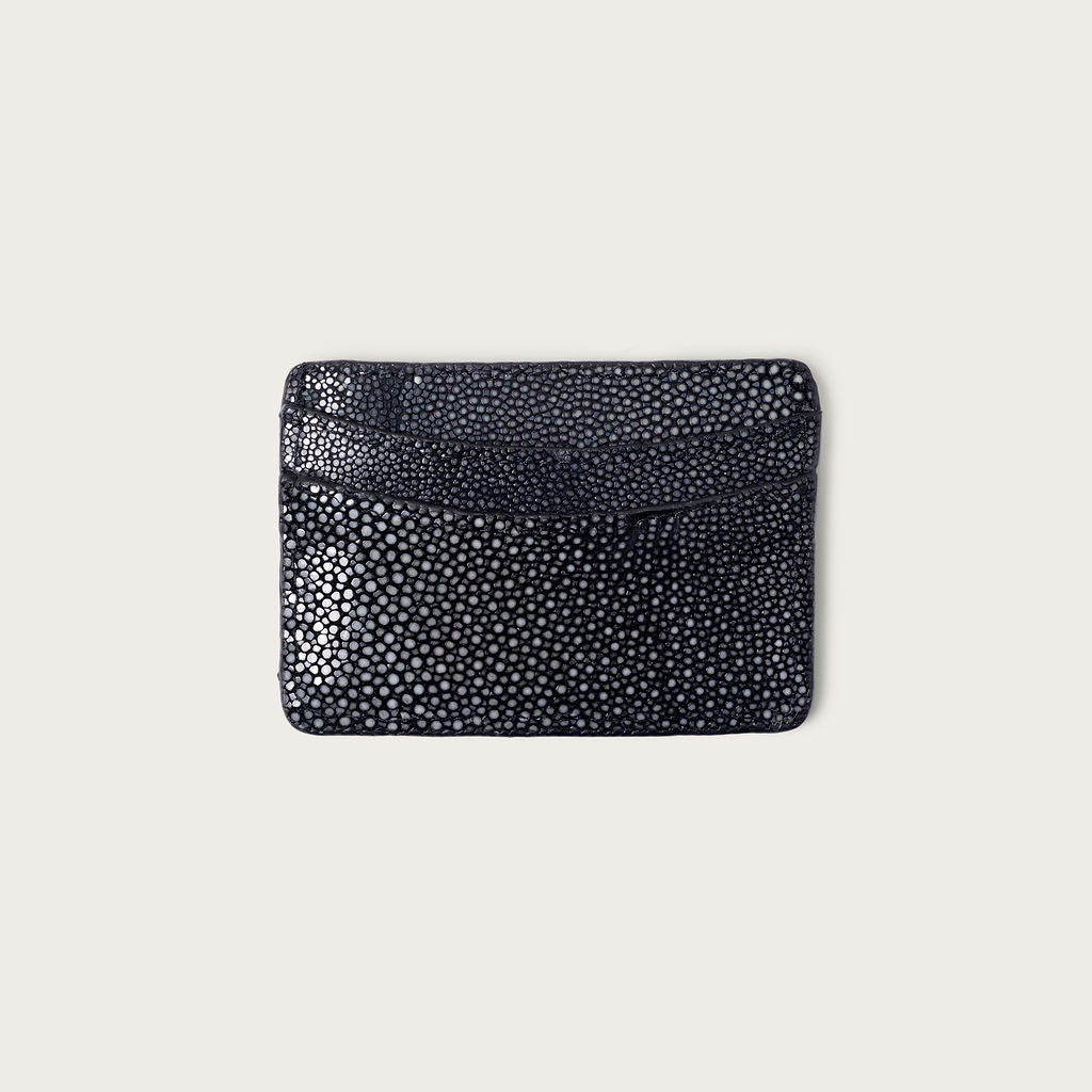 Lillian Wallet Polished Stingray Black Caviar