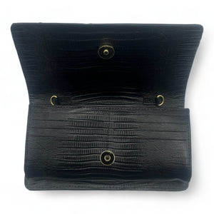 Claire Embossed Lizard Black