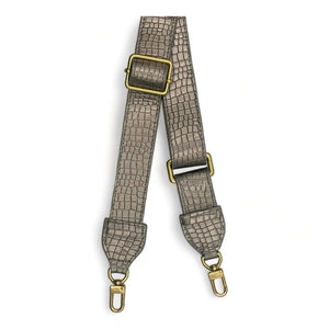 Crossbody Strap Embossed Lizard Silver