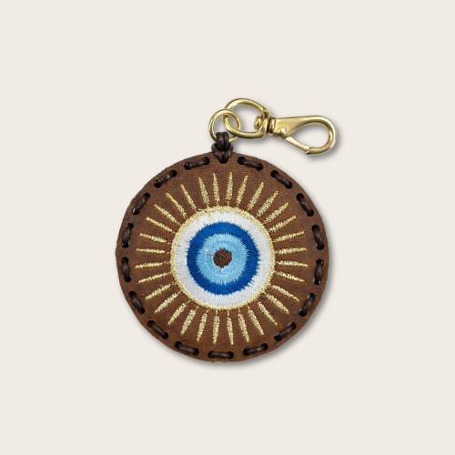 Large Circle Laced Charms- Evil Eye (Carmel)