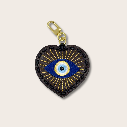 Large Heart Laced Charm - Evil Eye