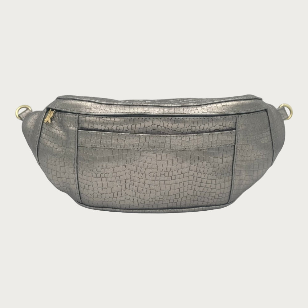 Holly Embossed Lizard Silver