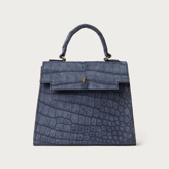 Eleanor Nile Crocodile Dark Denim Nubuck