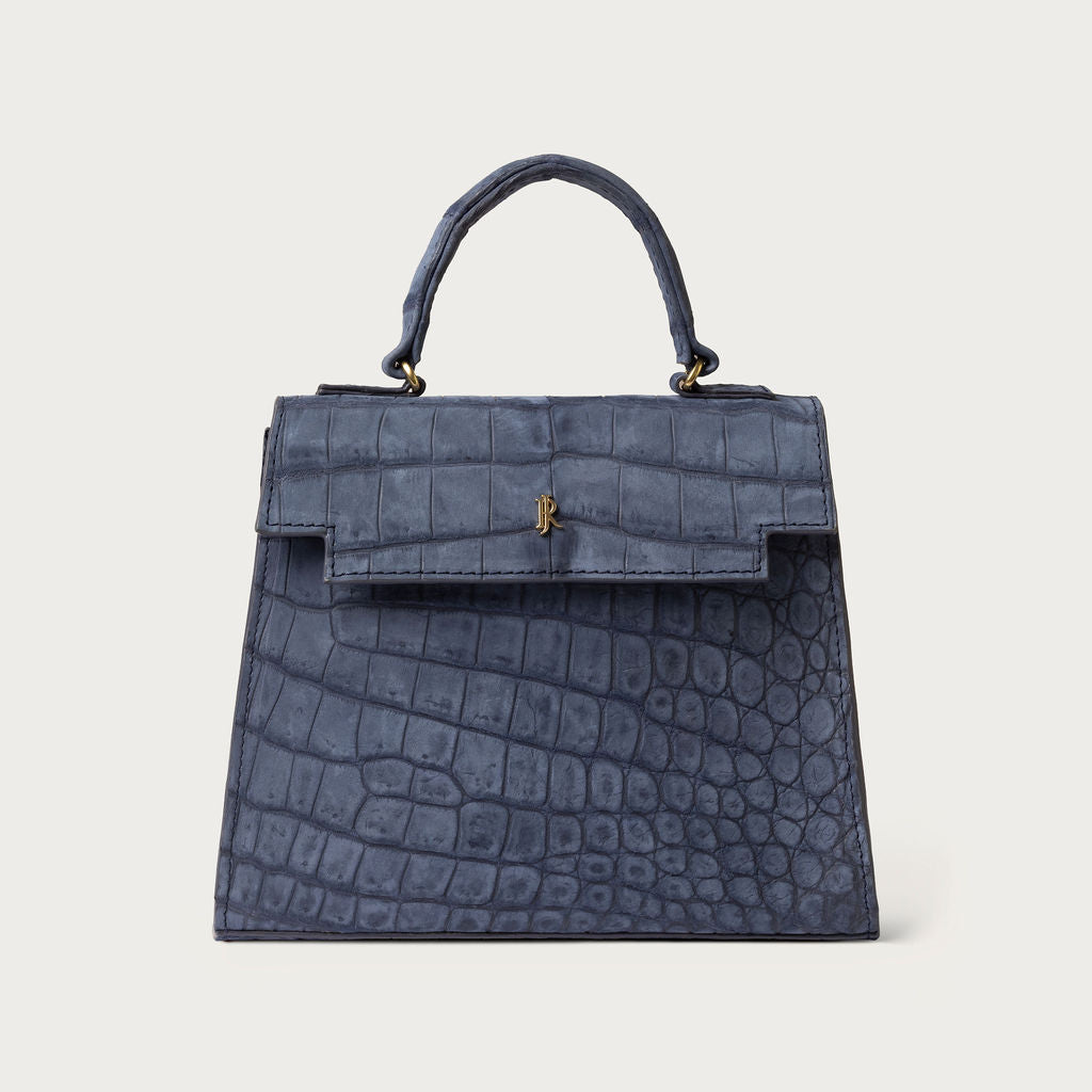 Eleanor Nile Crocodile Dark Denim Nubuck