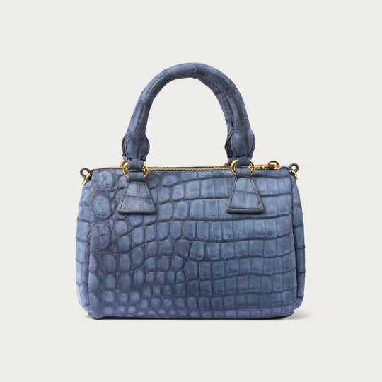 Ella Nile Crocodile Dark Denim Nubuck