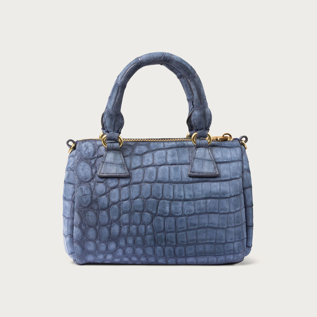 Ella Nile Crocodile Dark Denim Nubuck