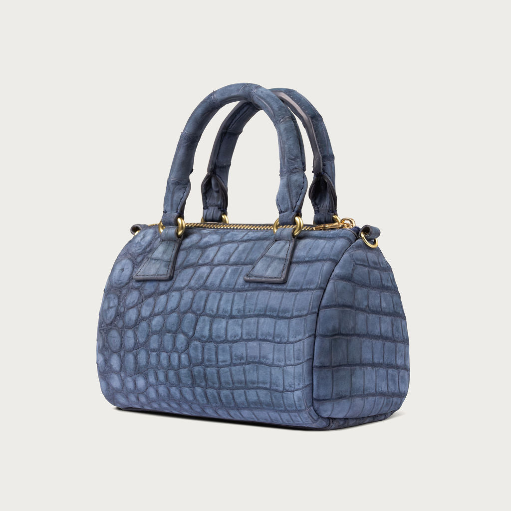 Ella Nile Crocodile Dark Denim Nubuck