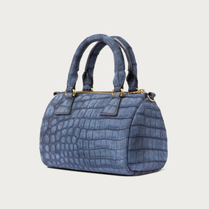 Ella Nile Crocodile Dark Denim Nubuck