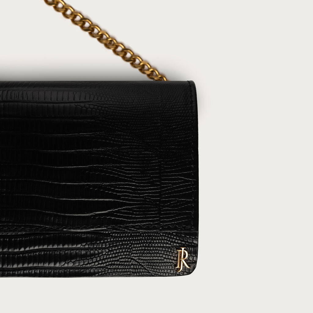 Claire Embossed Lizard Black