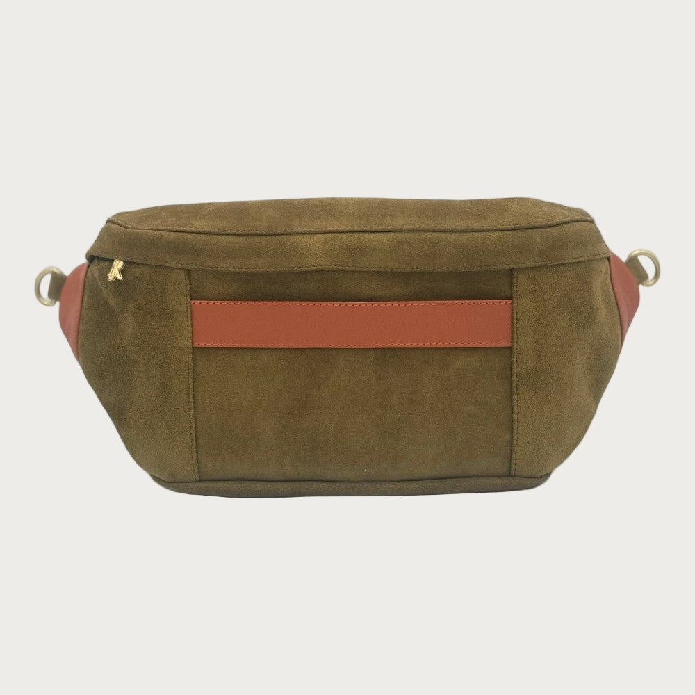 Kate Suede Olive Green & Burnt Sienna