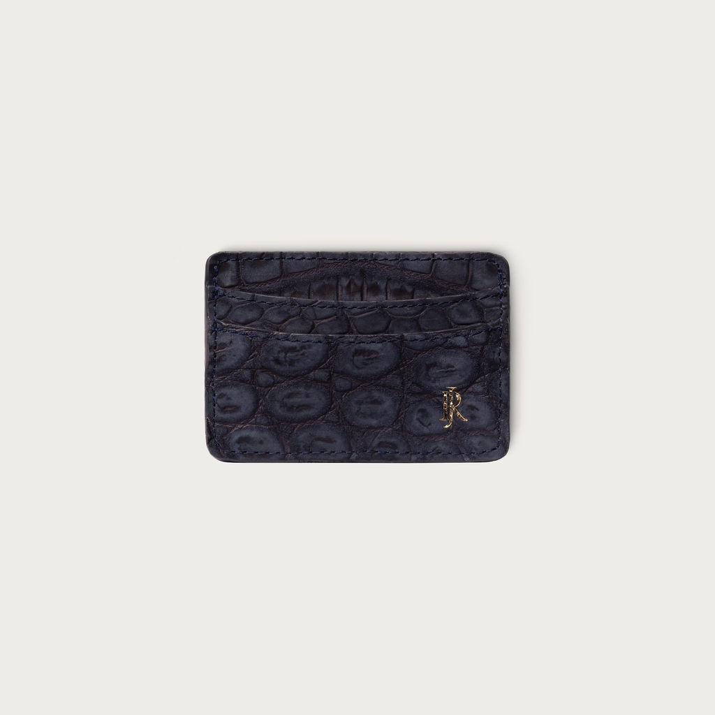 Lillian Wallet Nile Crocodile Midnight Navy Nubuck