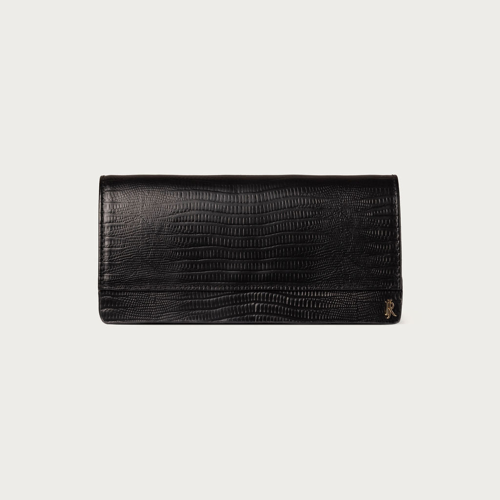 Claire Embossed Lizard Black